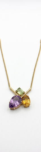 Gold-Plated Chain with Multicolor Stone Pendant
