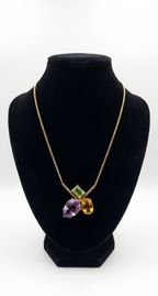 Gold-Plated Chain with Multicolor Stone Pendant