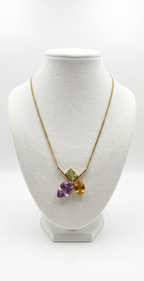Gold-Plated Chain with Multicolor Stone Pendant