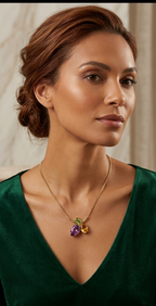 Gold-Plated Chain with Multicolor Stone Pendant