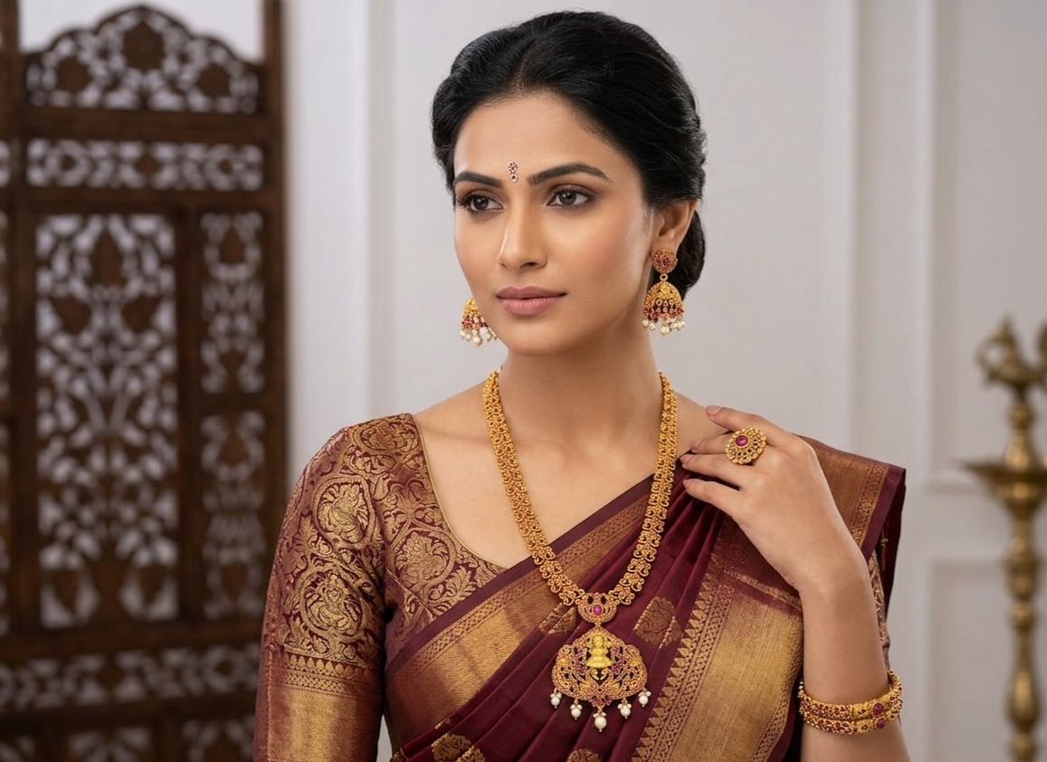 Ruby Stone long necklace Imitation Jewellery Set