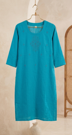 Bead Work Hand Embroidered Cotton Single Kurti