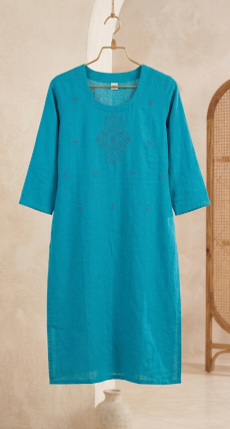 Bead Work Hand Embroidered Cotton Single Kurti