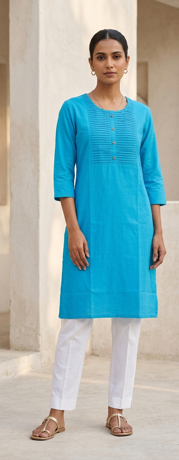 Cotton Round Neck Single Piece Kurta