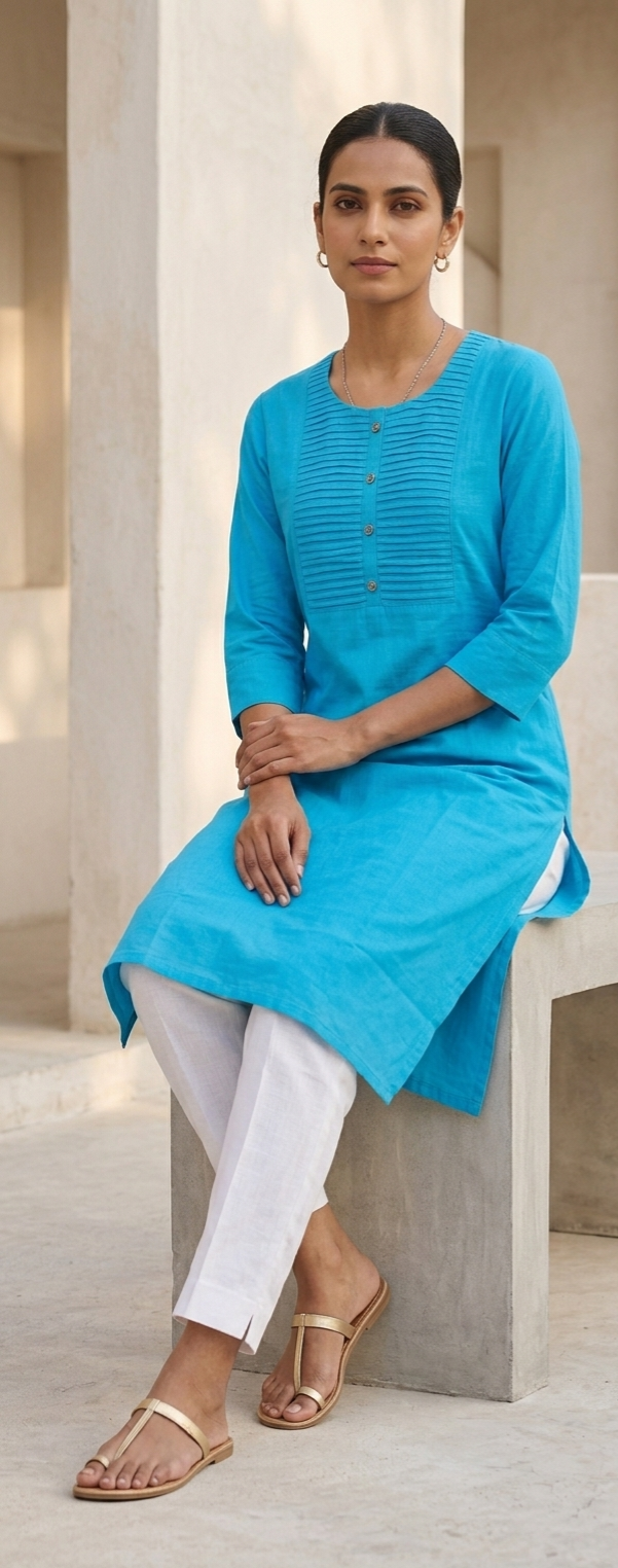 Cotton Round Neck Single Piece Kurta