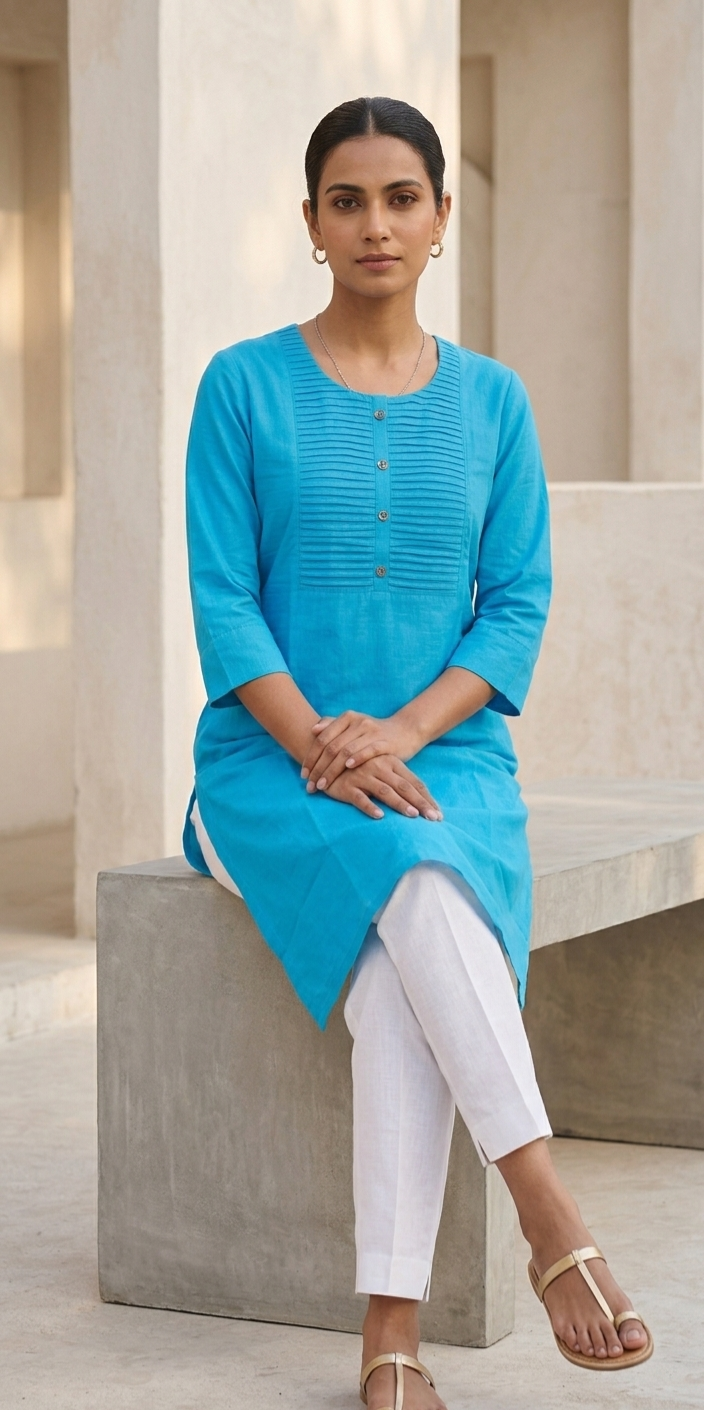 Cotton Round Neck Single Piece Kurta