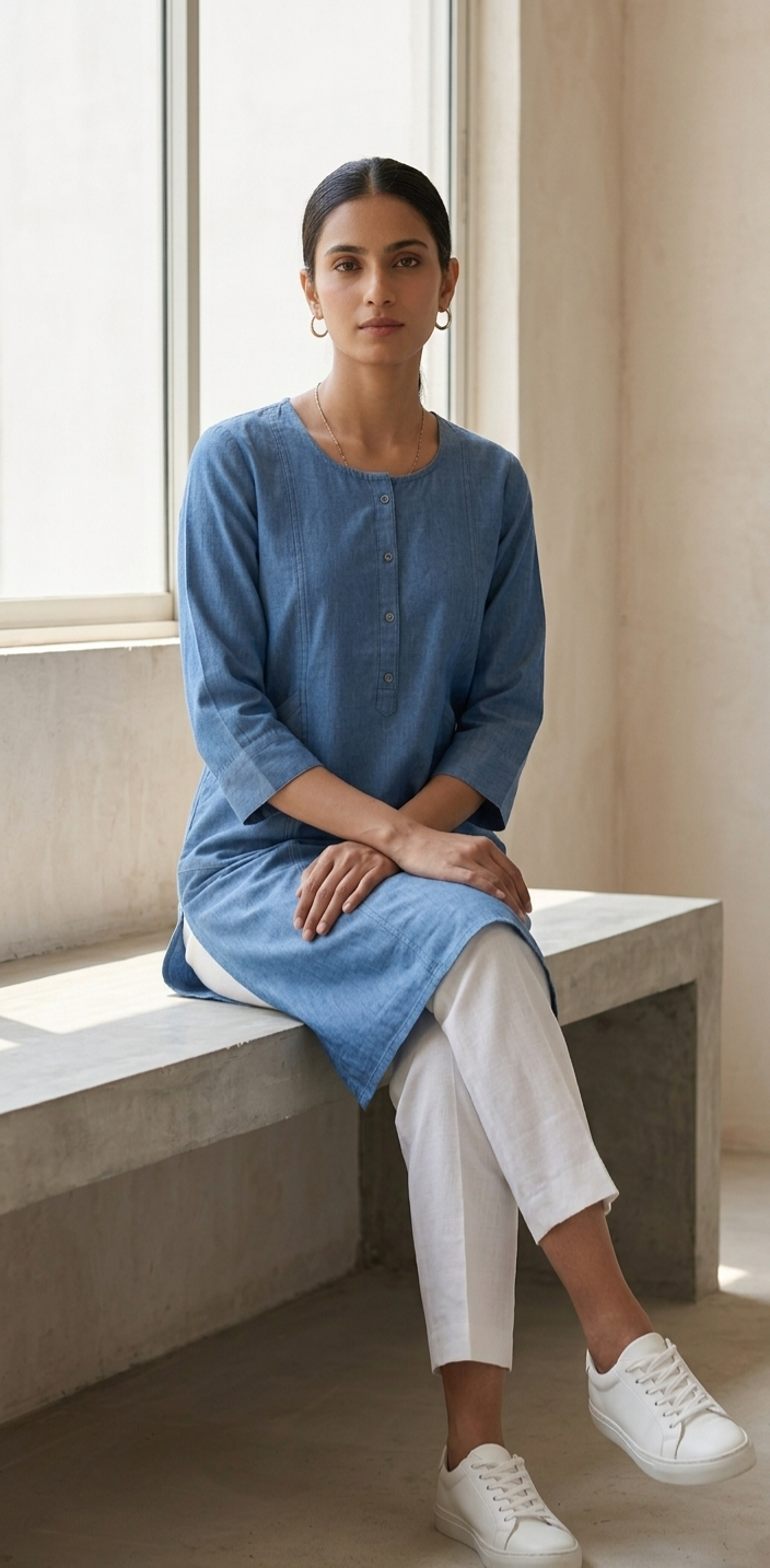 Cotton Round Neck Single Piece Kurta