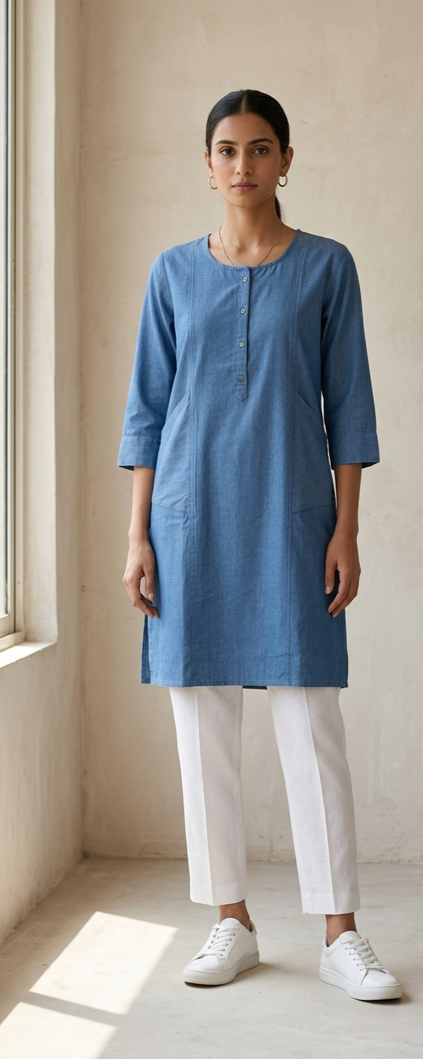 Cotton Round Neck Single Piece Kurta