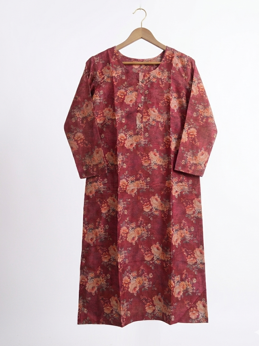 Floral Printed Silk Kurta for Women | Straight Elegant Ethnic Kurti