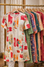 Abstract Ikat Multi Print Straight Cotton Kurta