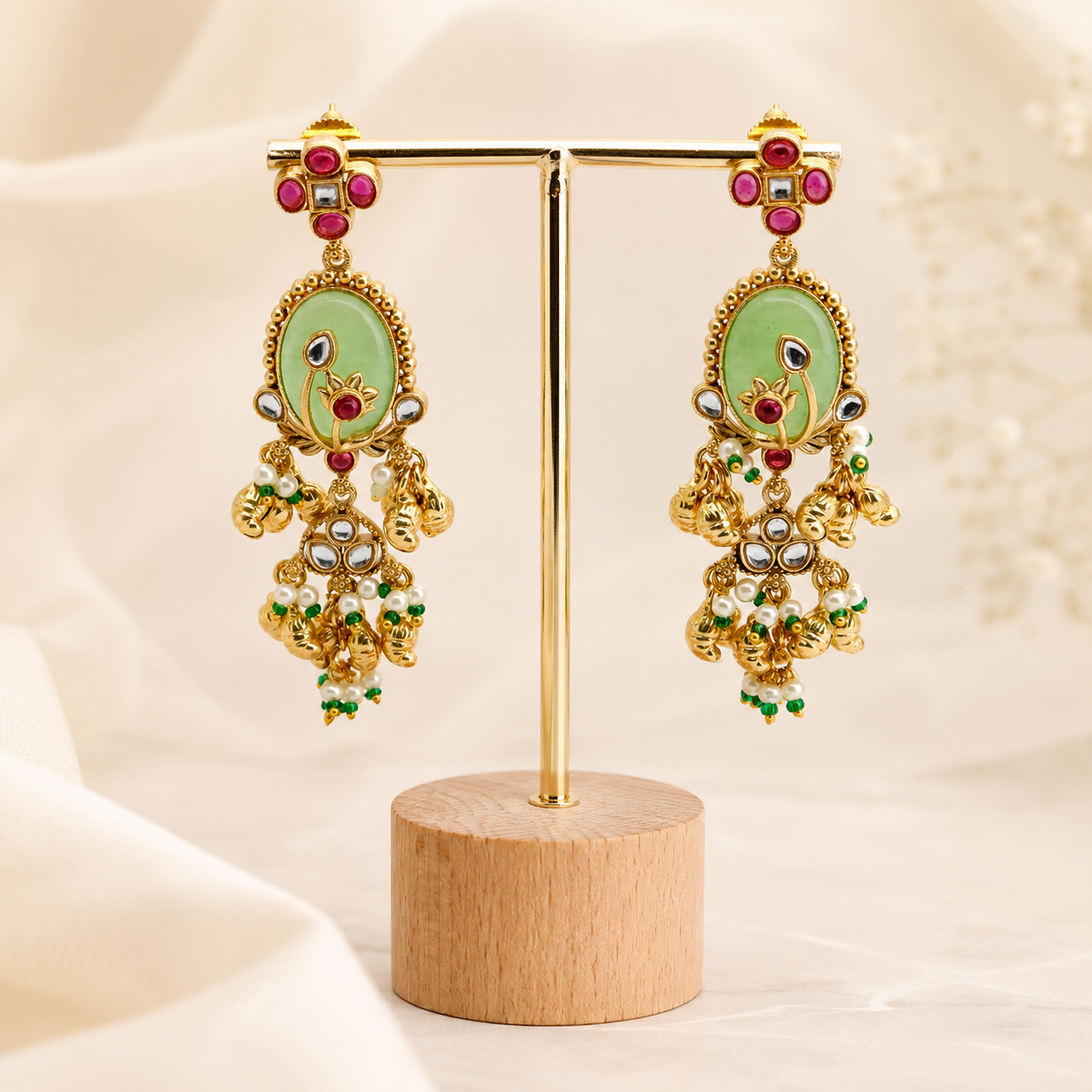 Premium Indian Festive Chandbali Drop Earrings (3 Vibrant Color Variants)