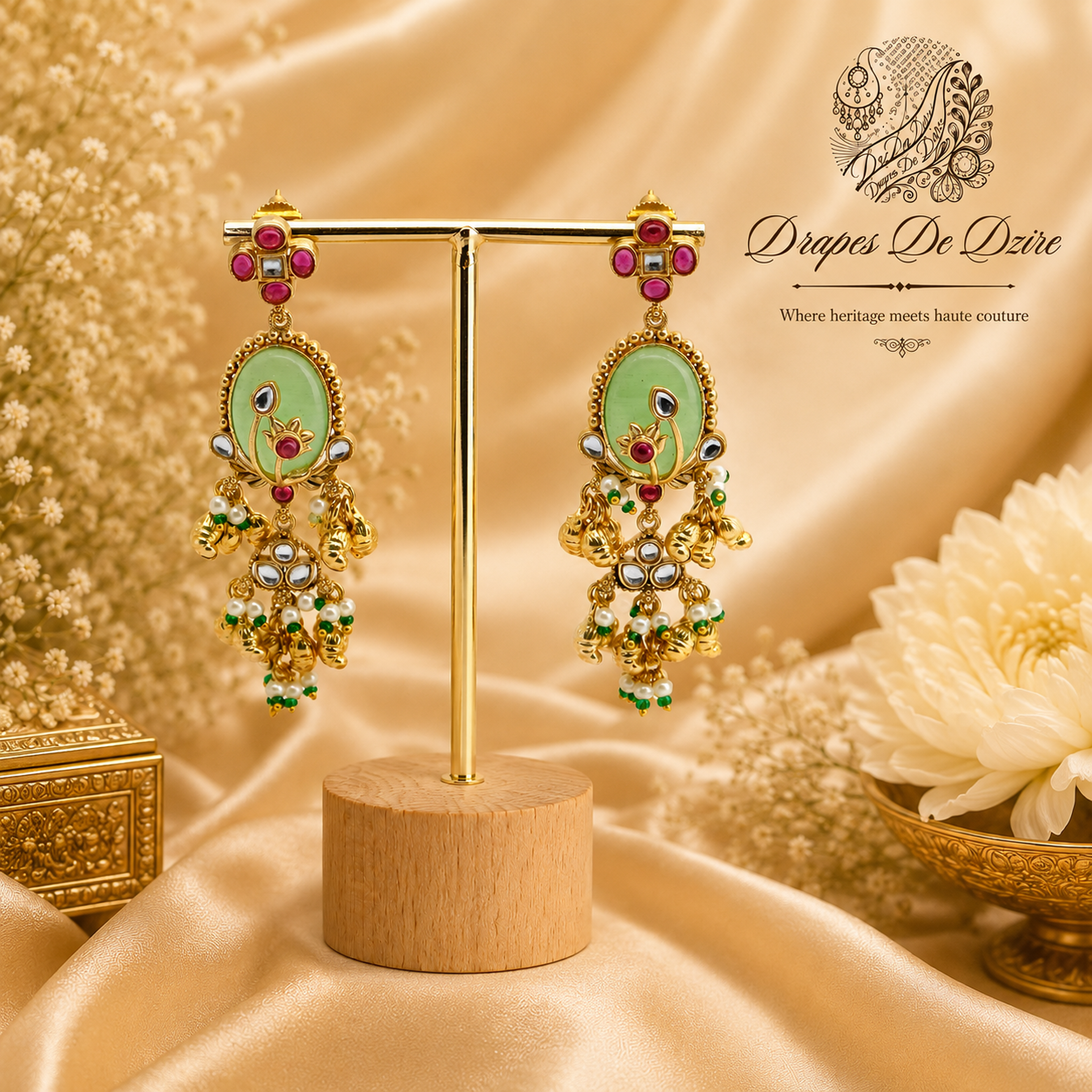 Premium Indian Festive Chandbali Drop Earrings (3 Vibrant Color Variants)
