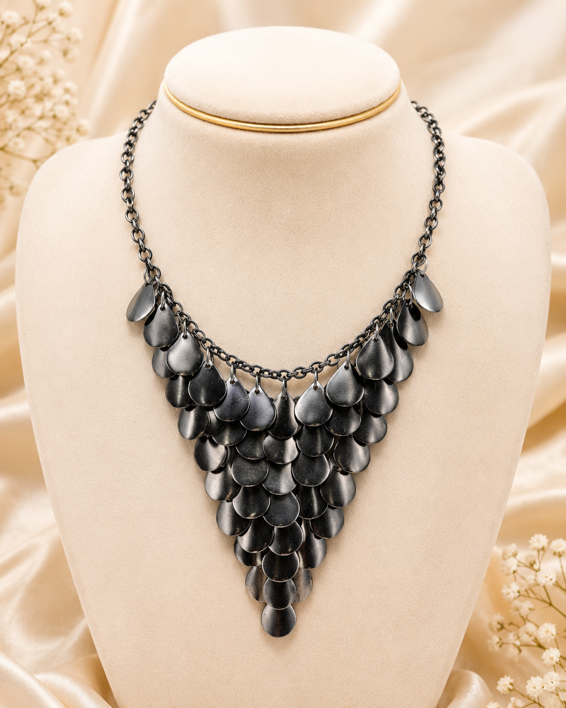 Fashionable Black-Plated Contemporary Neck Chain