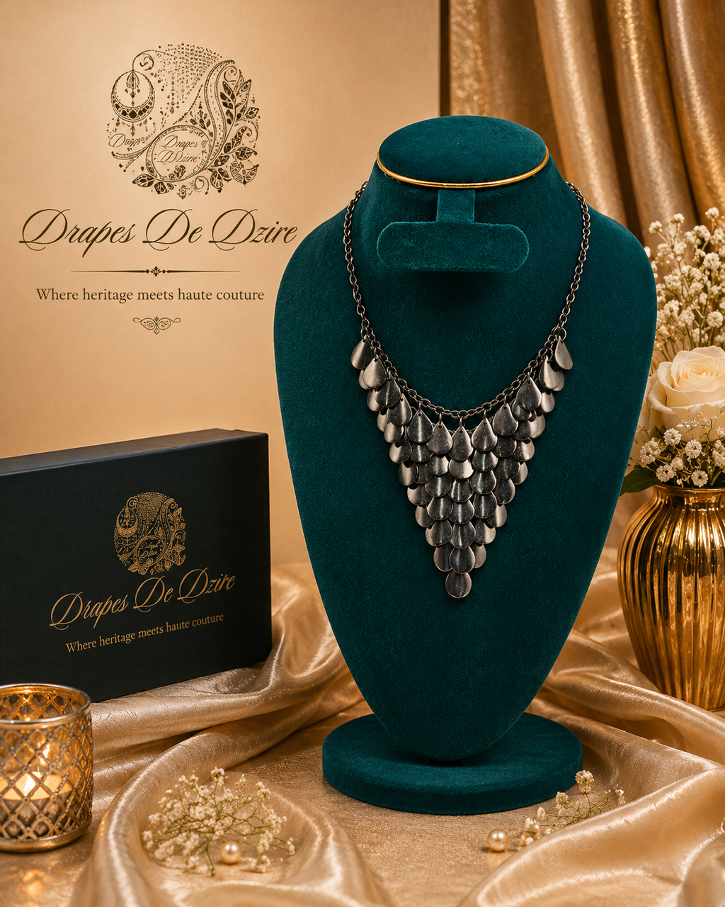 Fashionable Black-Plated Contemporary Neck Chain