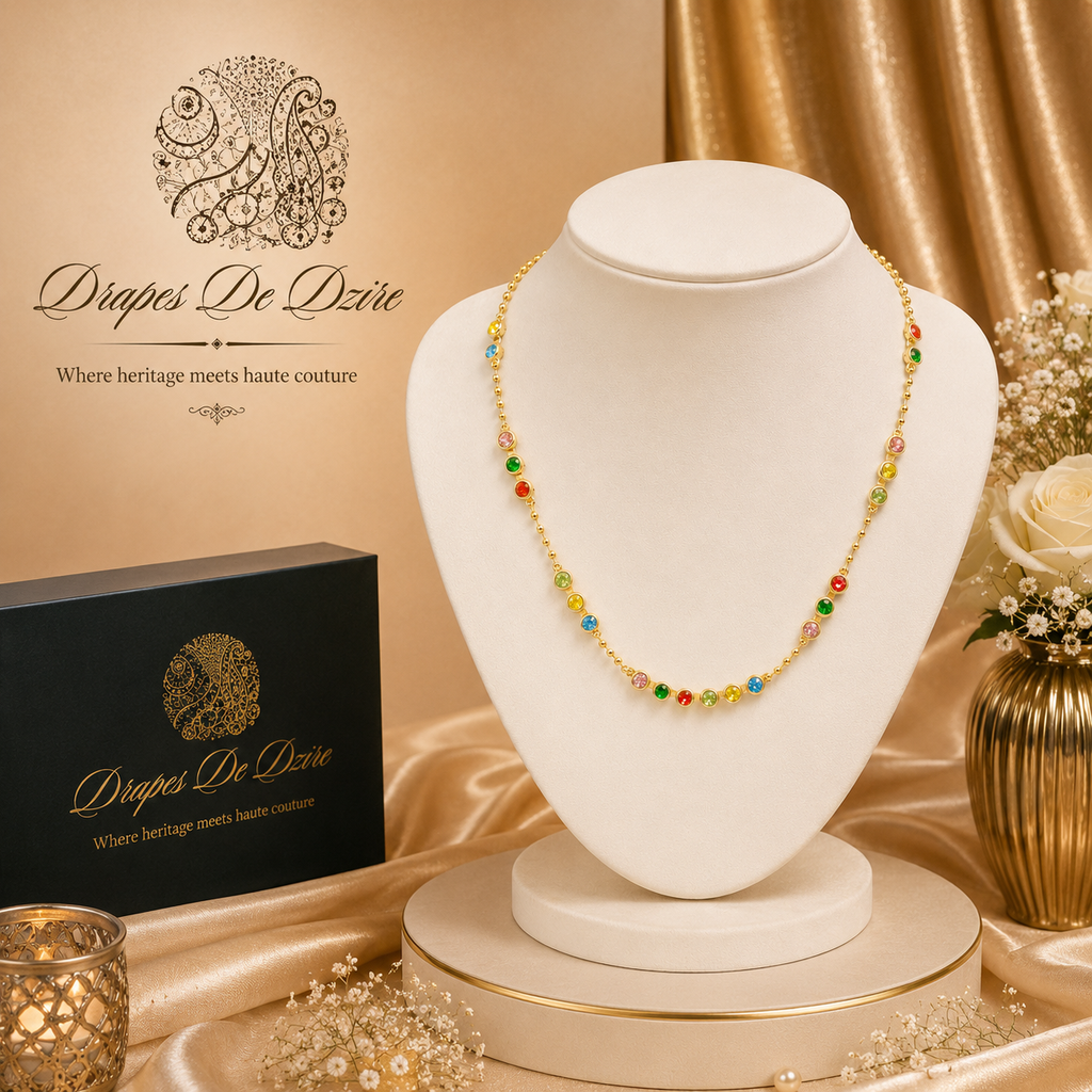 Vibrant Multi-Color Gold-Plated Weightless Short Chain