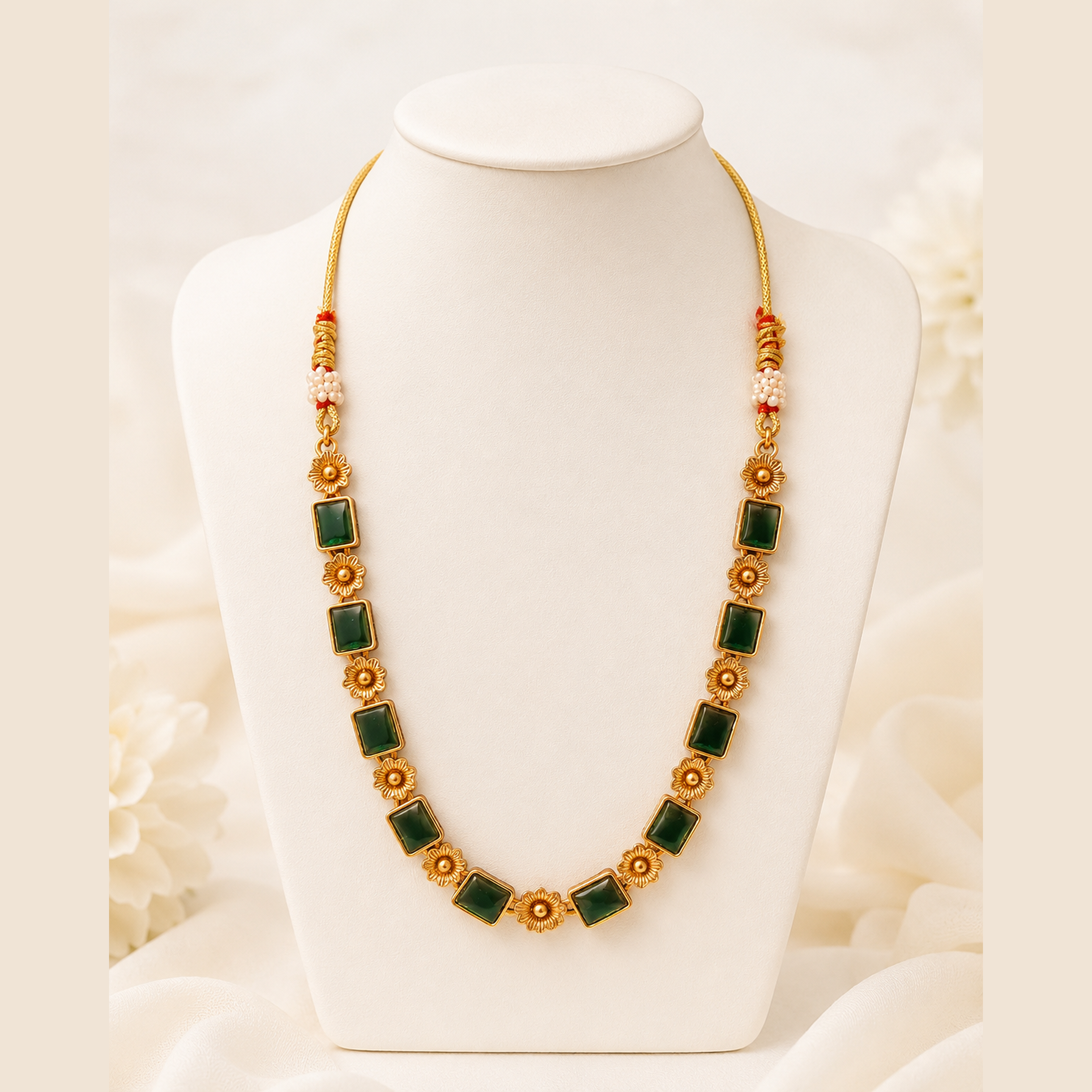Elegant Traditional South Indian Kemp-Style Choker Necklace