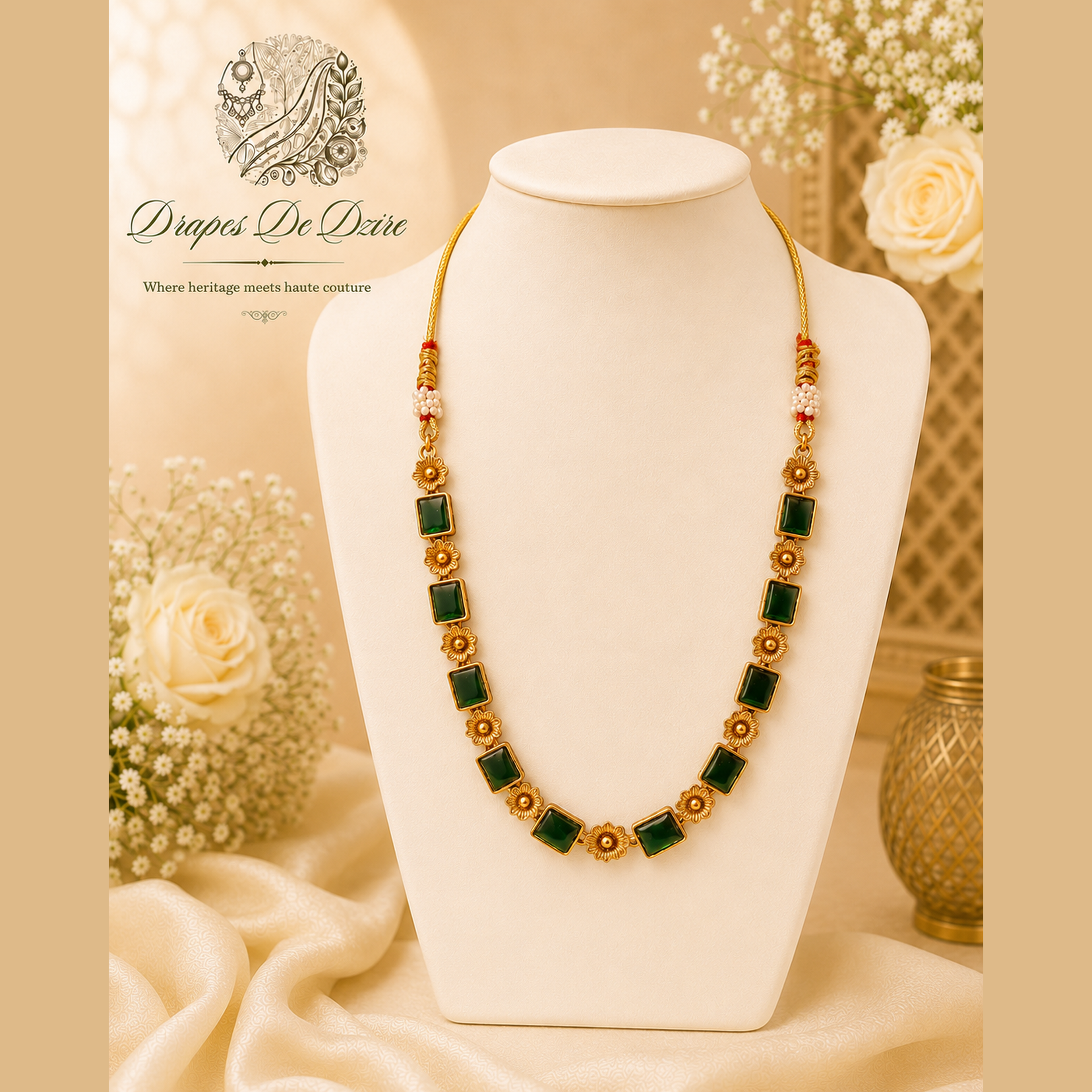 Elegant Traditional South Indian Kemp-Style Choker Necklace