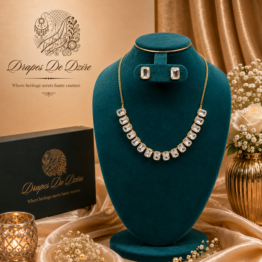 Clear Stone Gold-Plated Minimalist Necklace Set