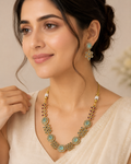 Aqua Floral Gold-Plated Necklace Set