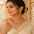 Gold-Tone Green & Pink Stone Paisley Drop Necklace Set