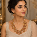 Vibrant Multi-Color Gold-Plated Statement Choker Set with Pressing Earrings