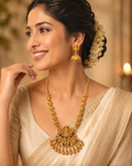 Gold-Tone Lakshmi Design Choker Set with Pressing Jhumkas