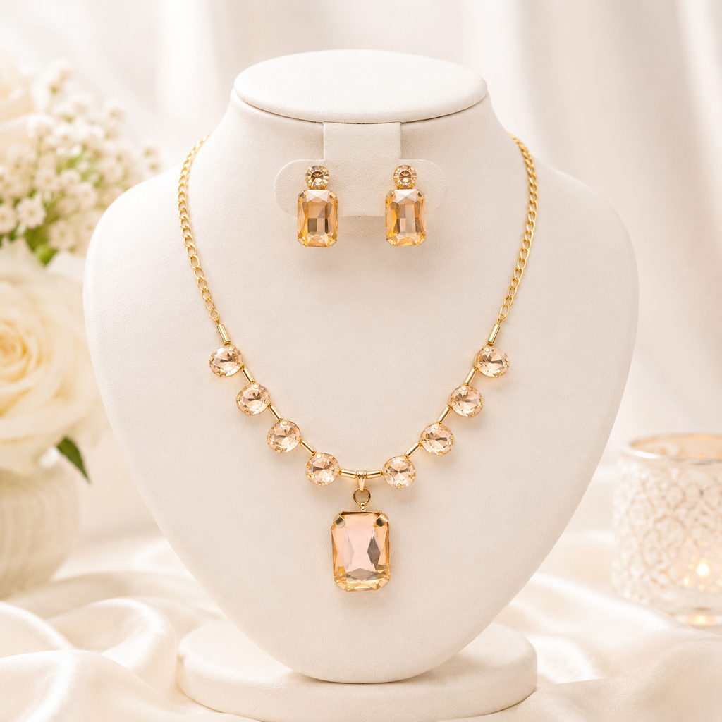 Champange Crystal Pendant Set