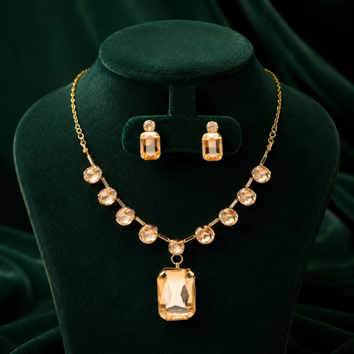 Champange Crystal Pendant Set