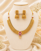 Bold Traditional Gold-Tone Statement Jhumka Necklace Set