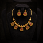 Bold Heritage Gold-Tone Necklace Set with Red & Gold Beads
