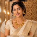 Bold Heritage Gold-Tone Necklace Set with Red & Gold Beads