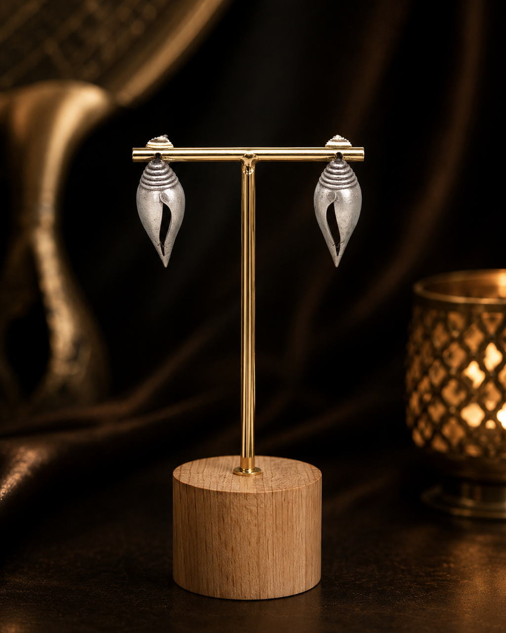 Unique Oxidised Shanku / Shell Design Earrings