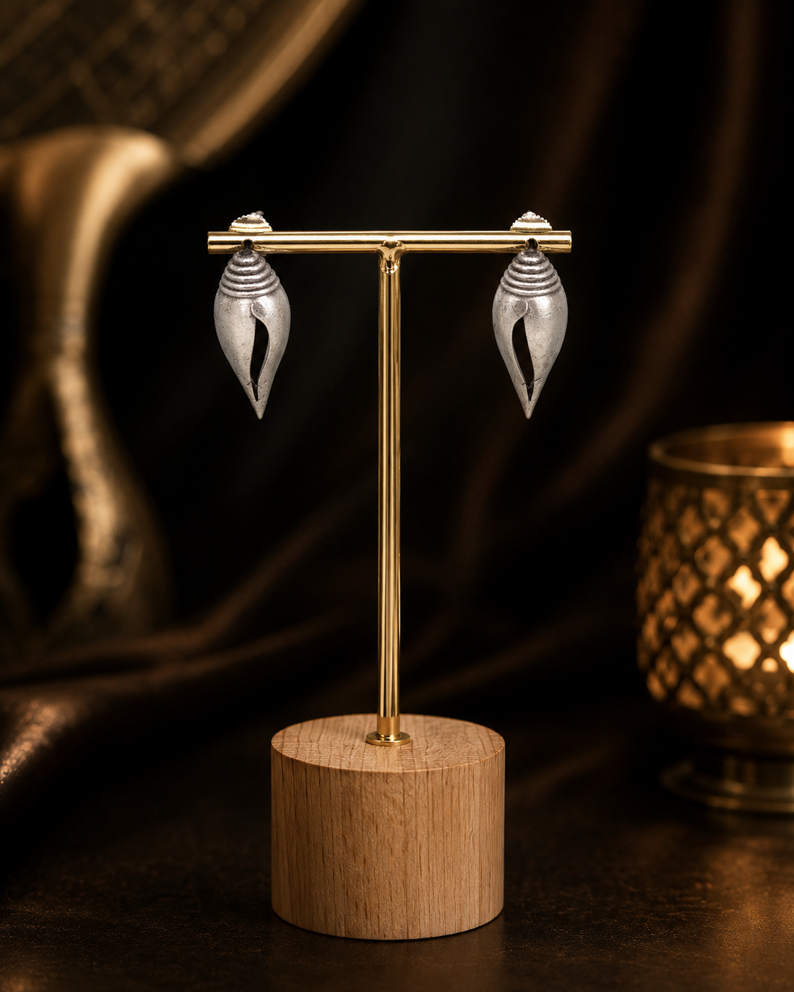 Unique Oxidised Shanku / Shell Design Earrings