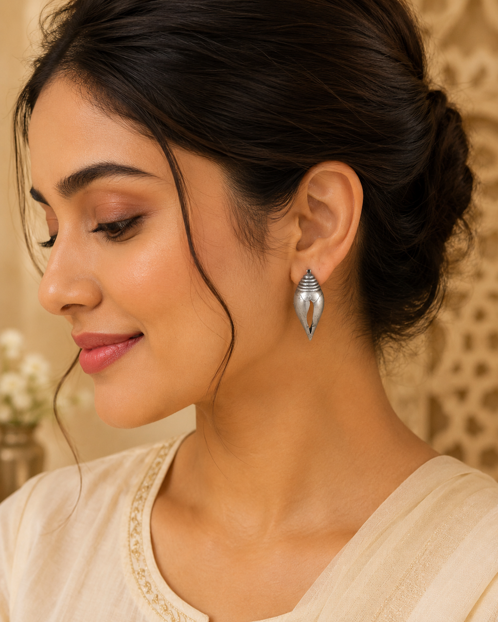 Unique Oxidised Shanku / Shell Design Earrings