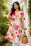 Abstract Ikat Multi Print Straight Cotton Kurta
