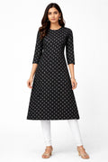 Floral Printed V-Neck Cotton Ethnic Kurti