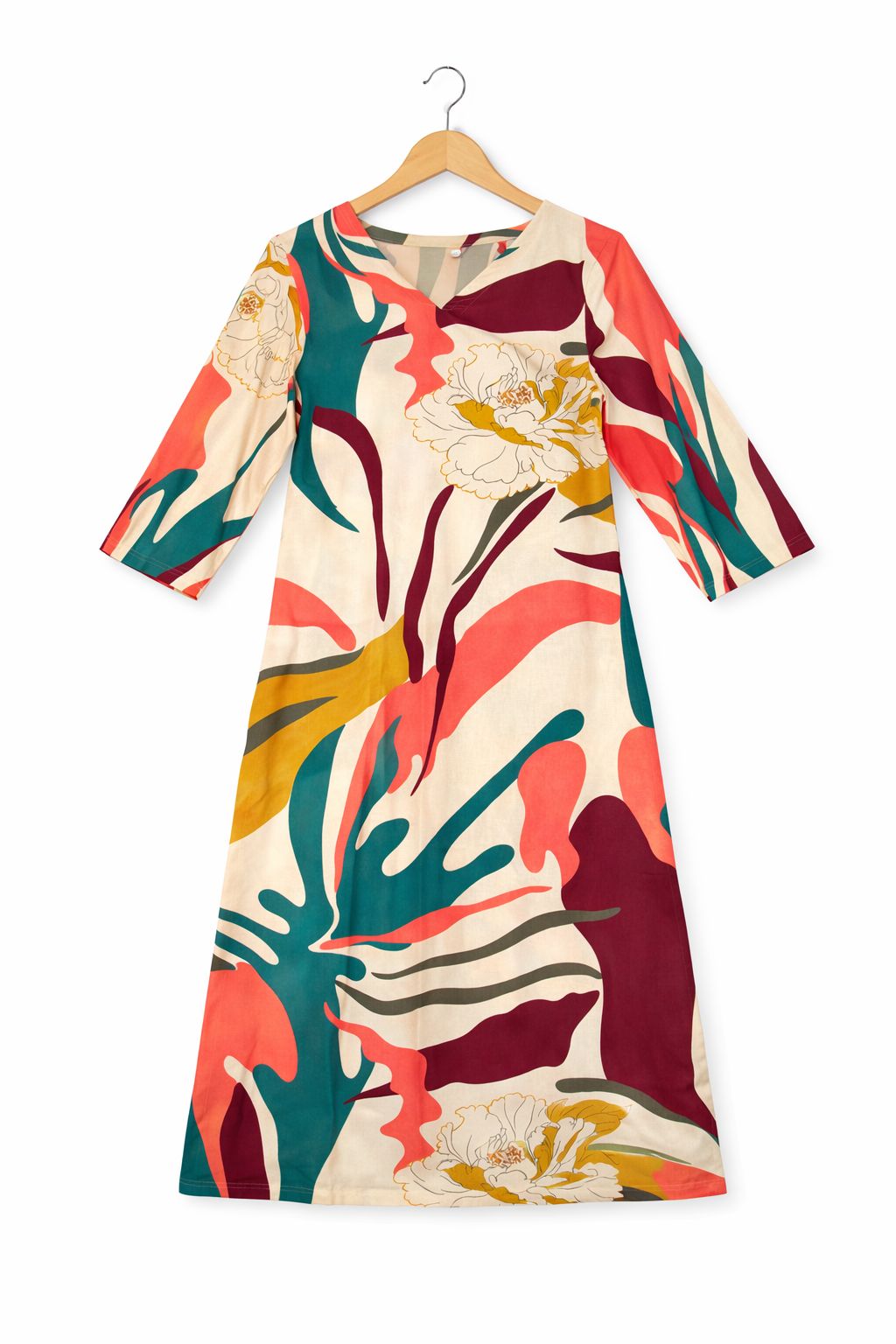 Rayon Cotton V-Neck Ethnic Single Kurti