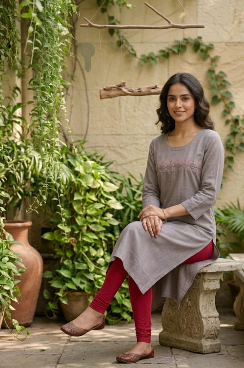 Cutwork Hand Embroidered Premium Cotton Kurti