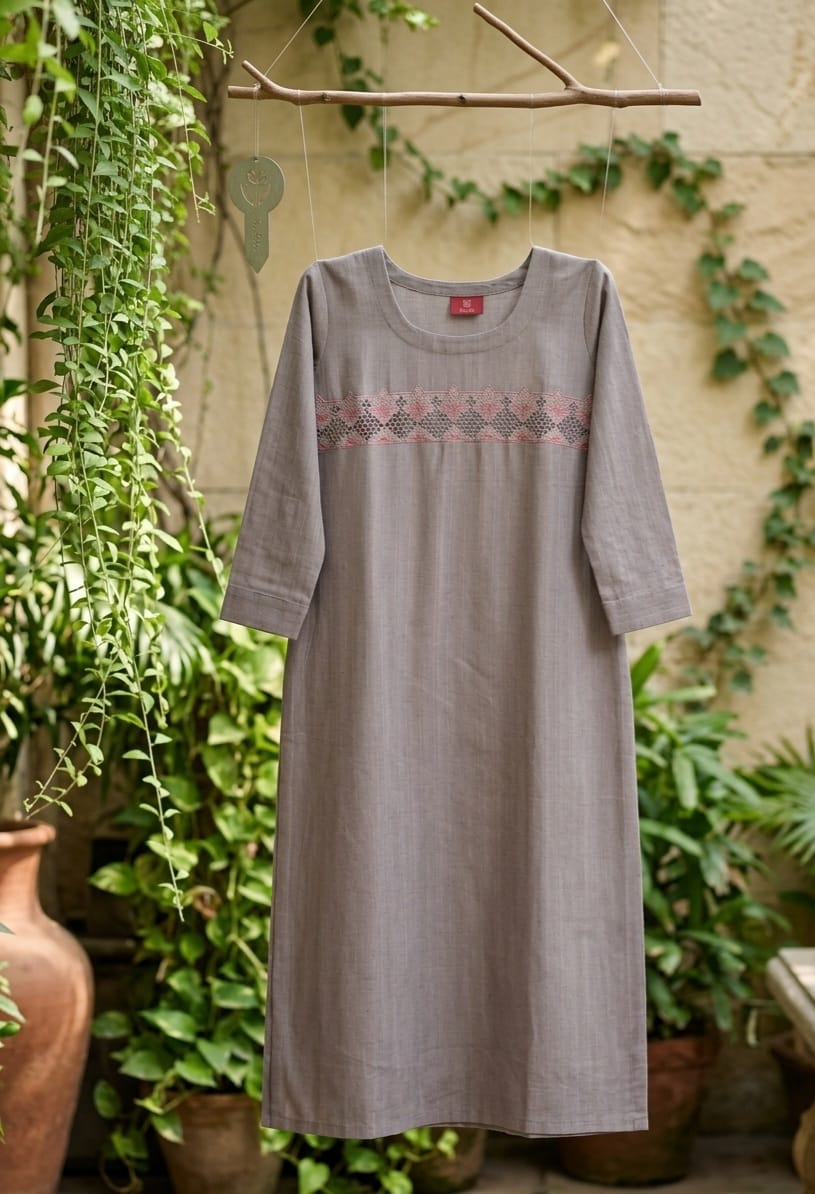 Cutwork Hand Embroidered Premium Cotton Kurti