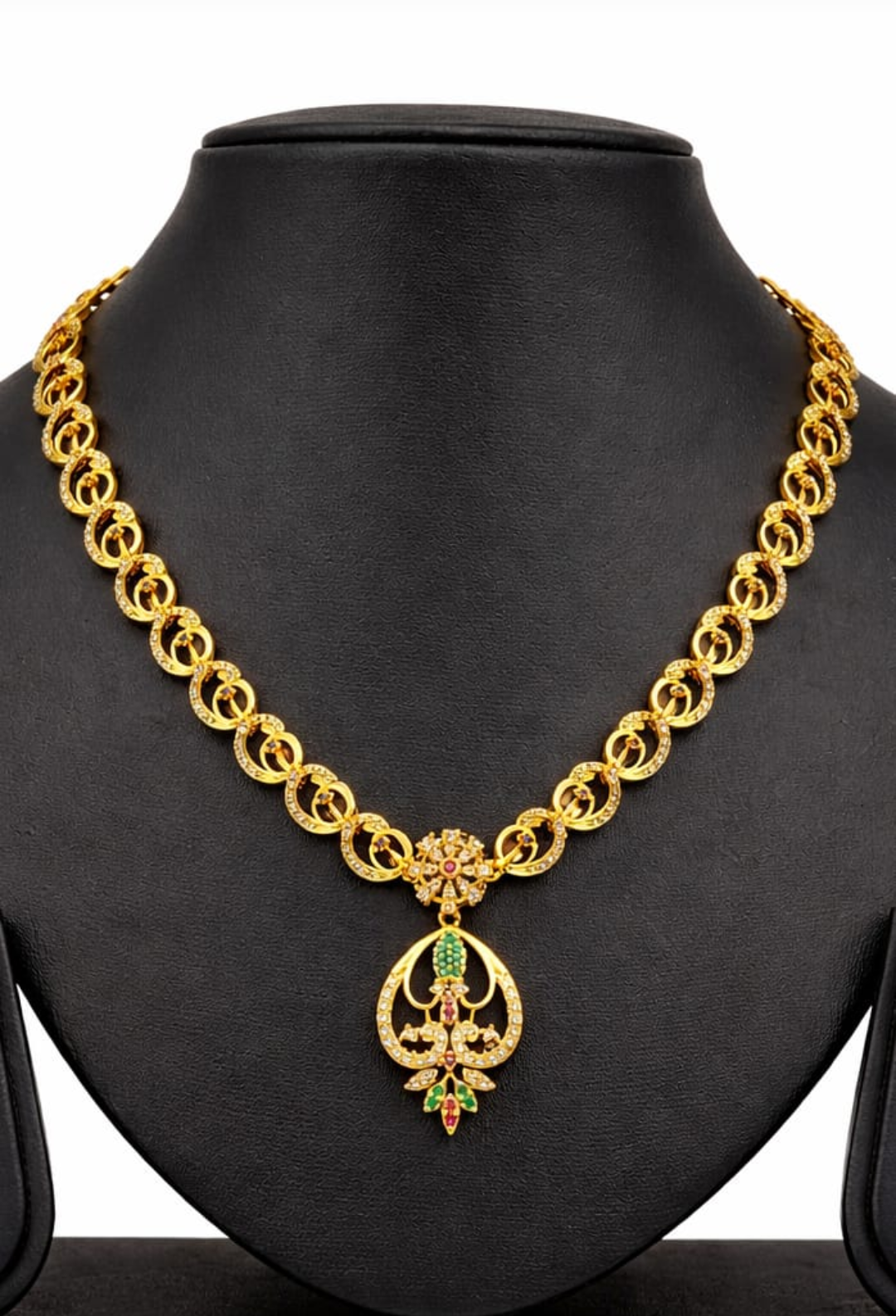 Heart-Shaped Twin Peacock Gold-Plated Short Necklace