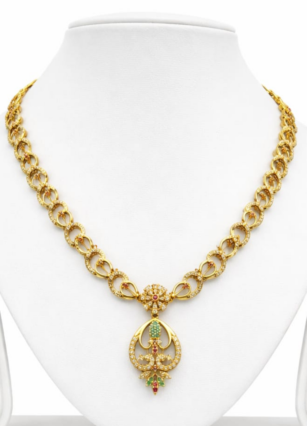 Heart-Shaped Twin Peacock Gold-Plated Short Necklace