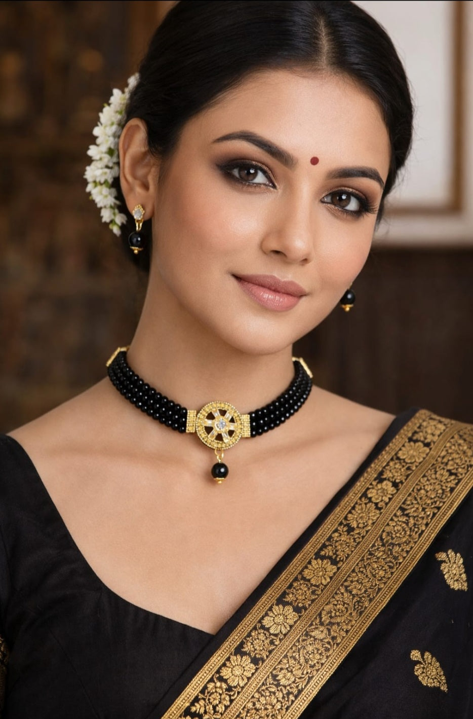 Handcrafted Choker Set with Pressing Earrings
