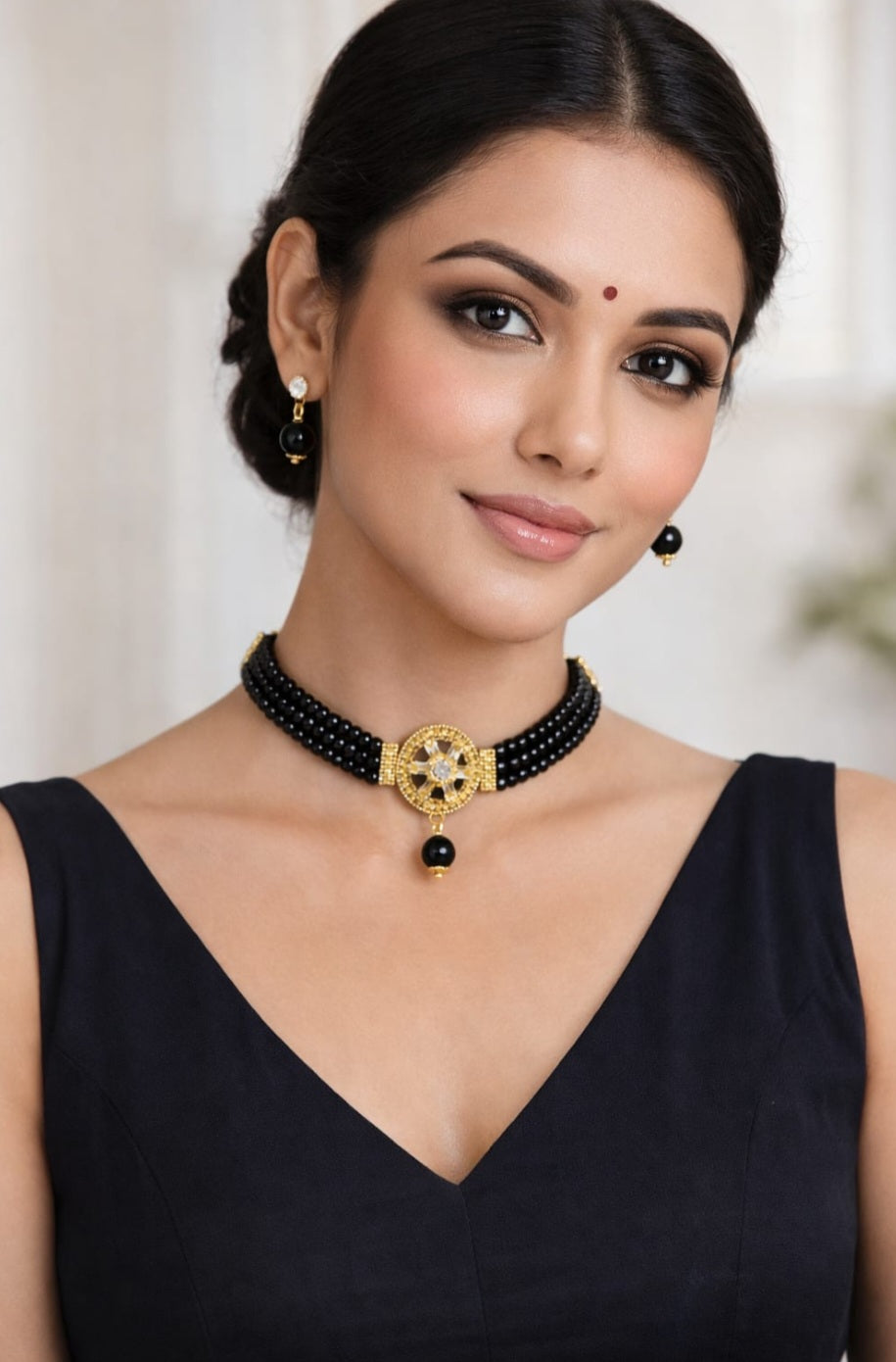 Handcrafted Choker Set with Pressing Earrings