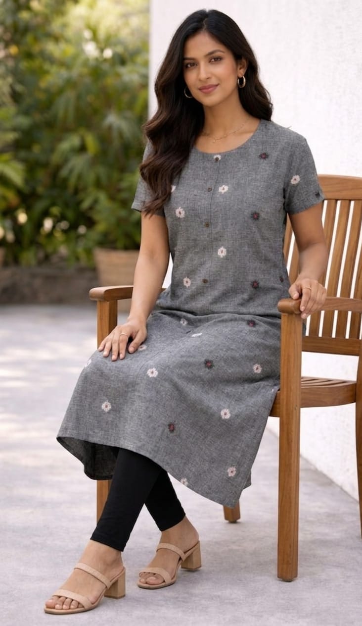 Short Sleeve Cotton Handloom Ethnic Kurta