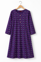 Purple Round Neck Printed Cotton Ethnic Kurti