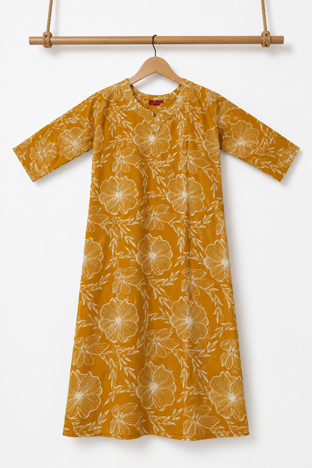 Printed 3/4 Sleeve Cotton Ethnic Kurti