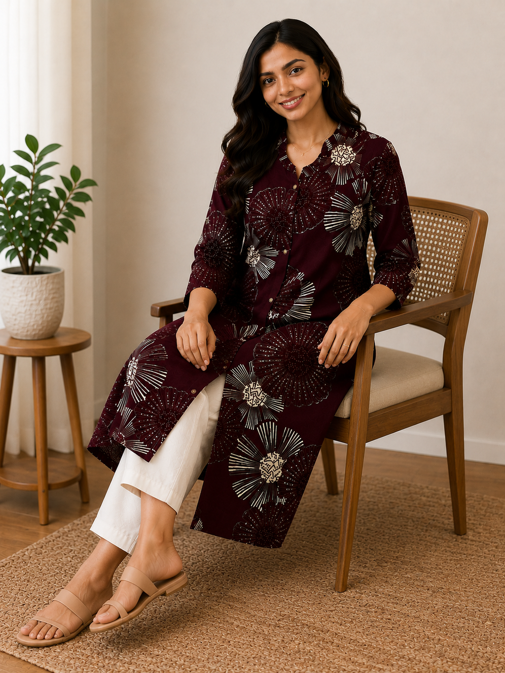 Casual A-Line Cotton Flare Kurti
