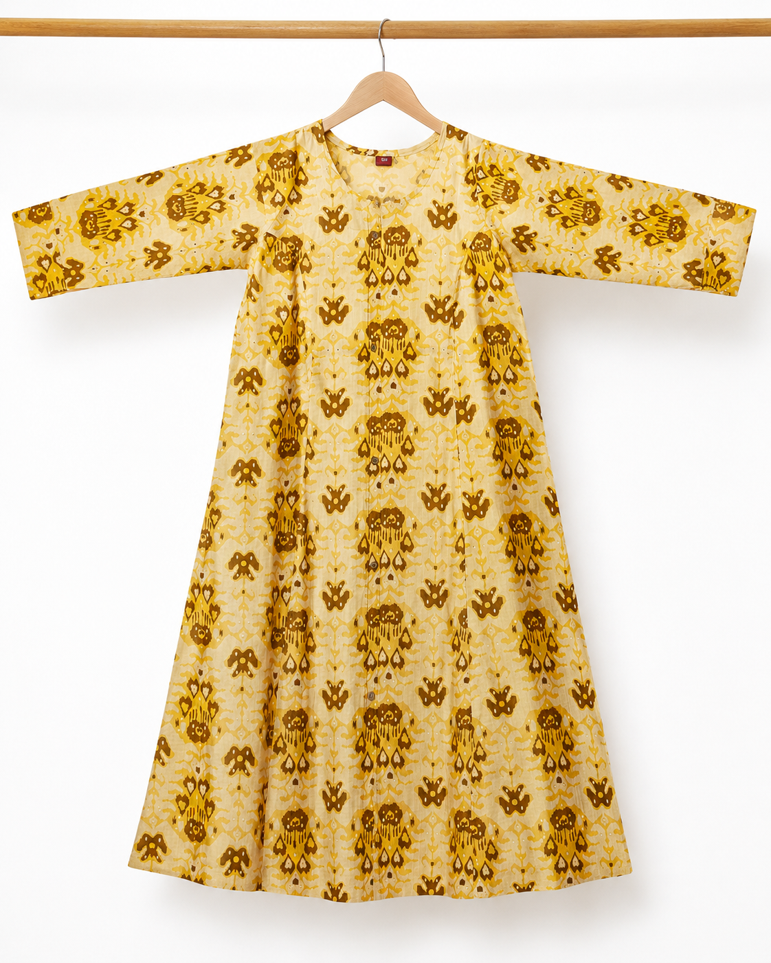 Classic Round Neck A-Line Cotton Single Kurti