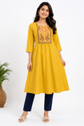 Hand Embroidered Cotton Ethnic Single Kurti