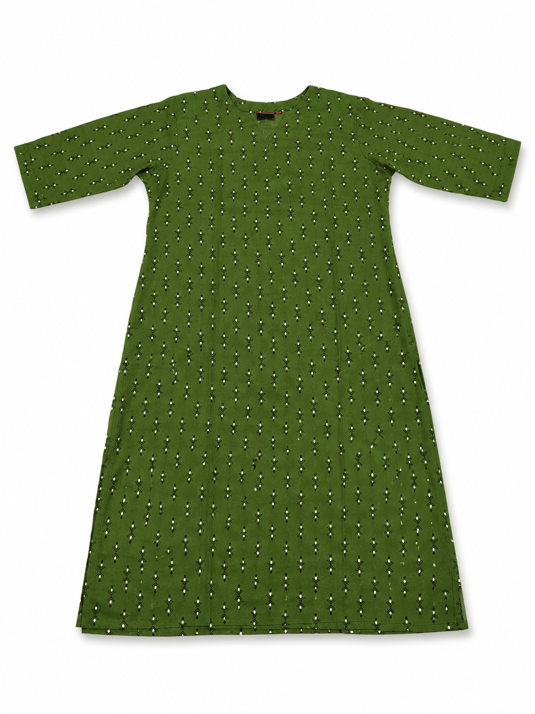 Floral Printed V-Neck Cotton Ethnic Kurti